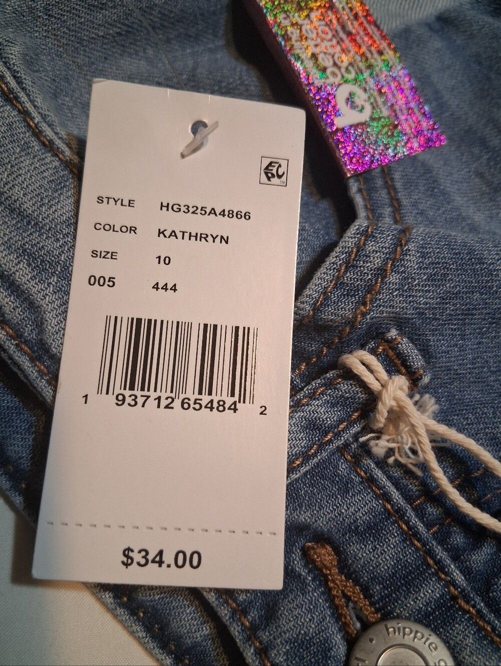 Hippie Girl NWT High Rise Wide Leg Jeans Medium Wash Side Stripe Size 10 - Picture 11 of 13